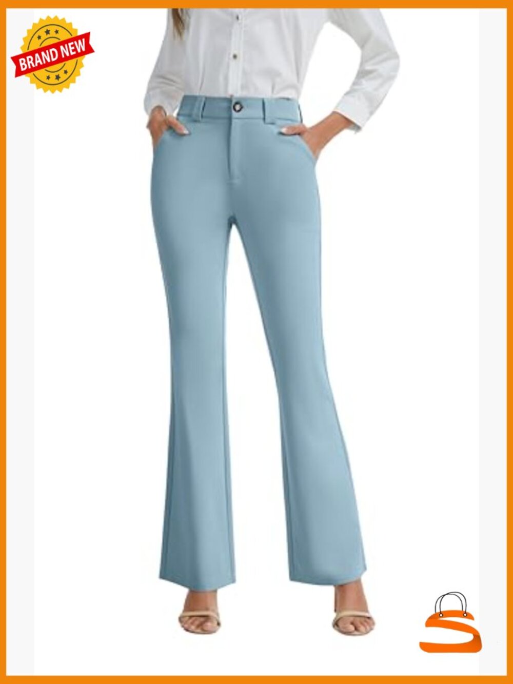 Stretchy Bootcut Dress Pants with Pockets for Women Office Casual - Picture 3 of 6